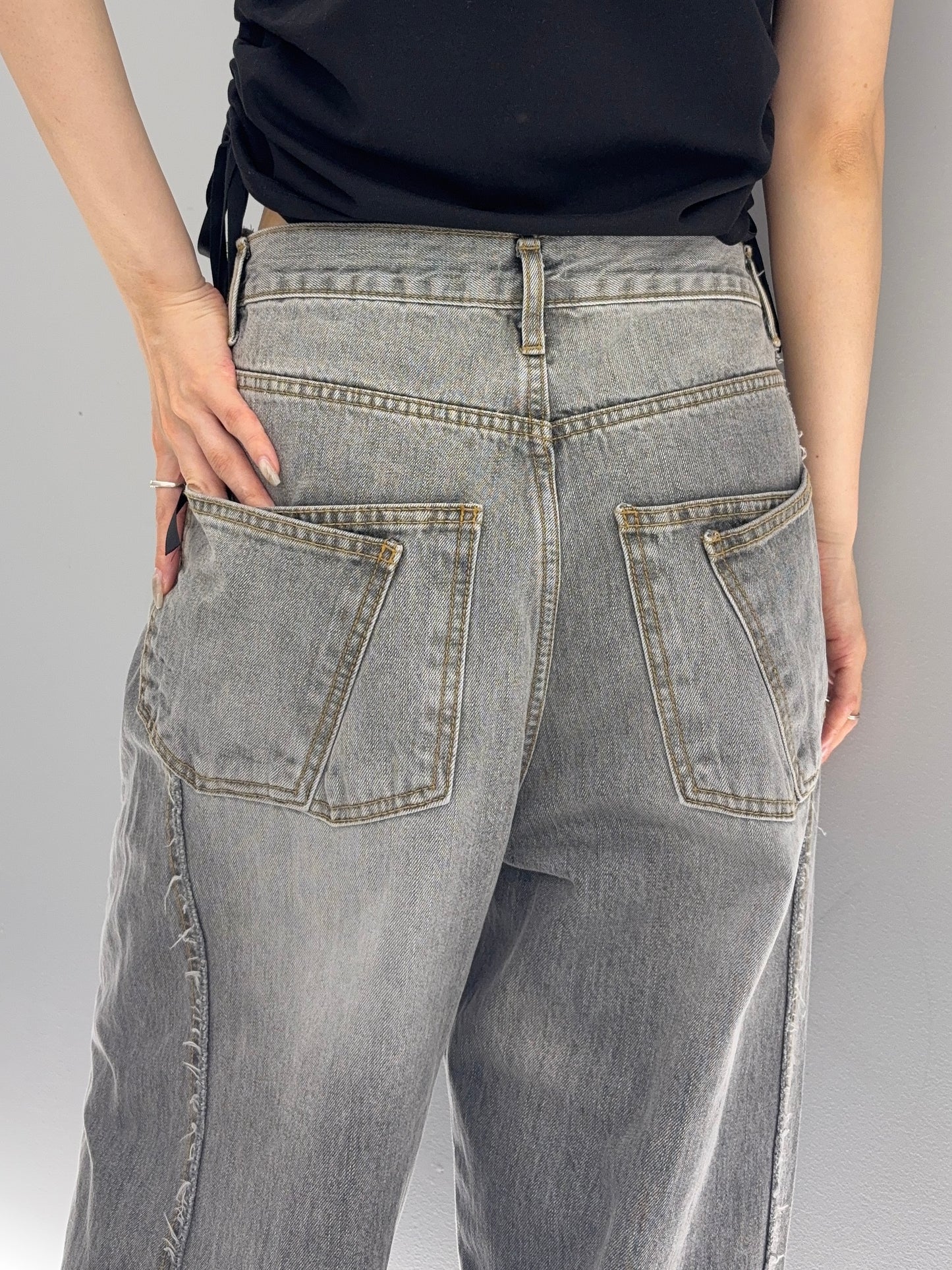 W pocket wide denim