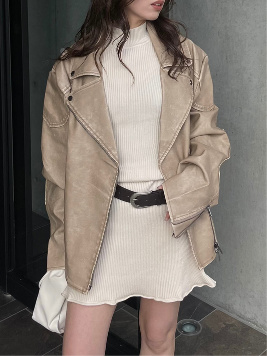 HIGH NECK RIB KNIT OP