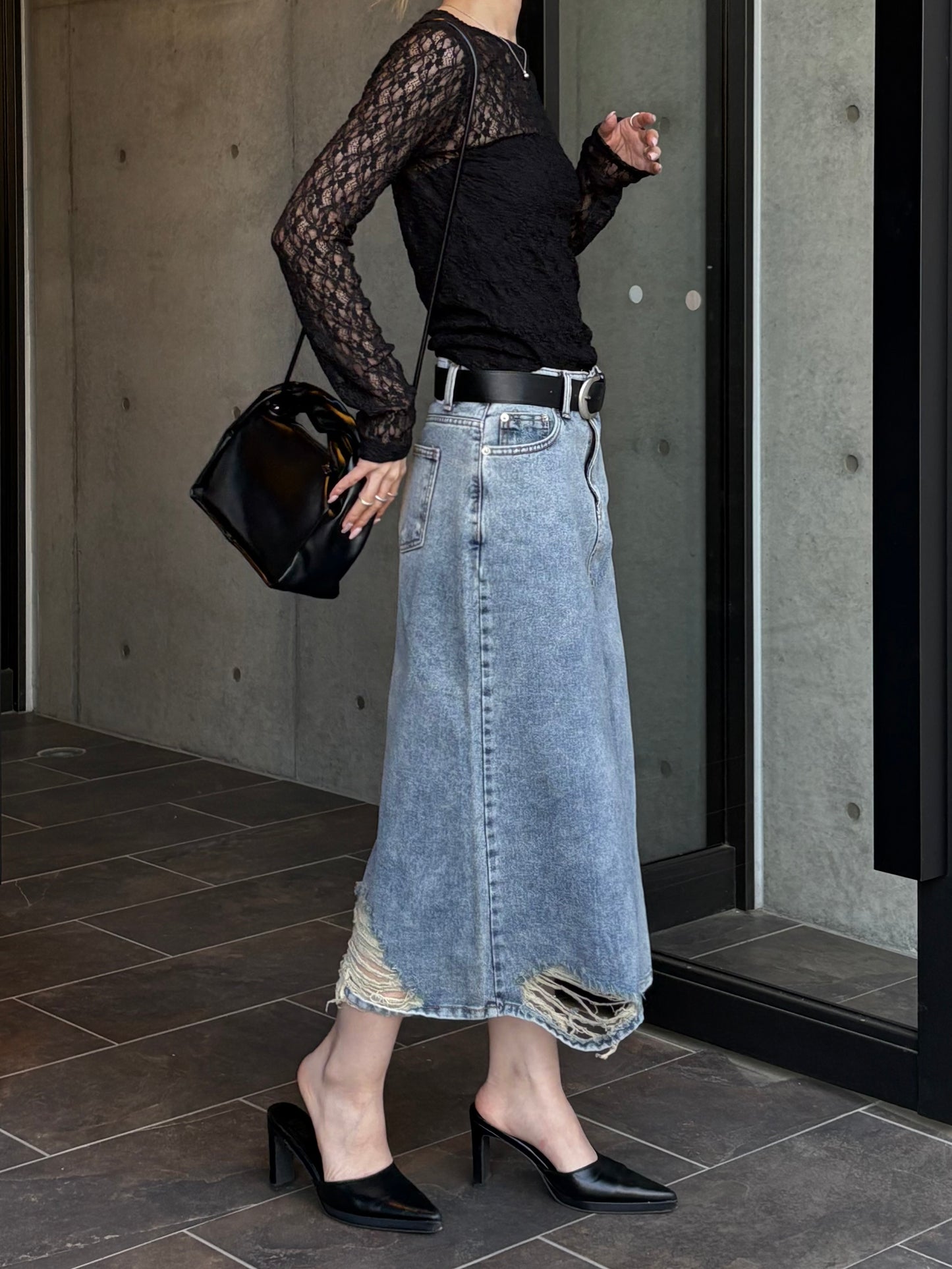 vintage denim long sk