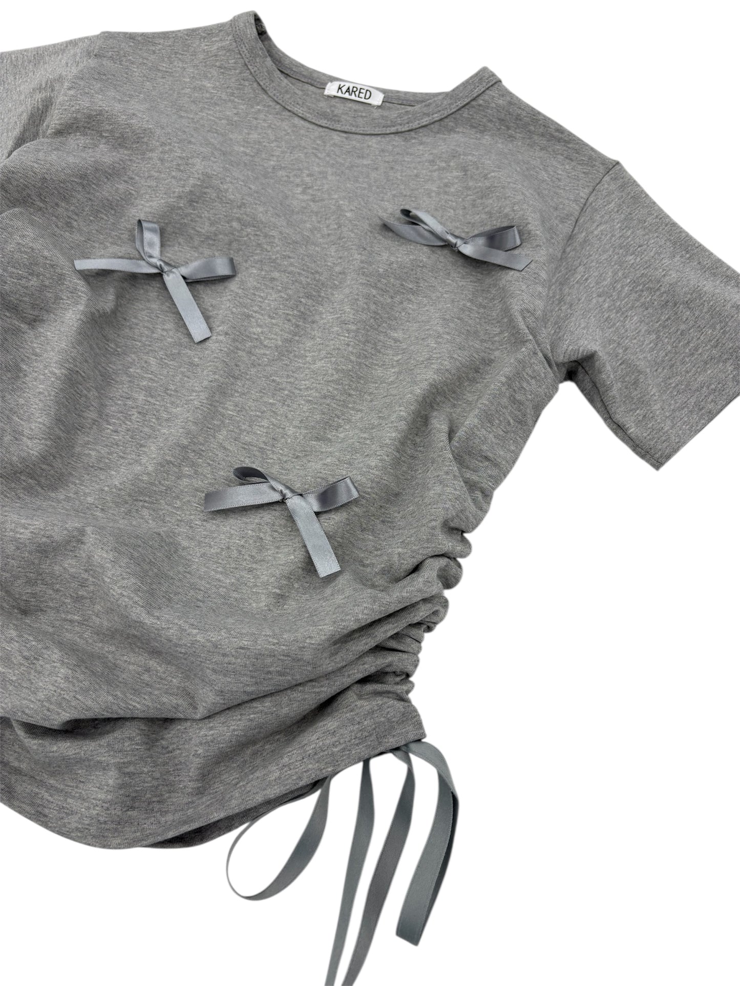 Ribbon shirring T-shirt
