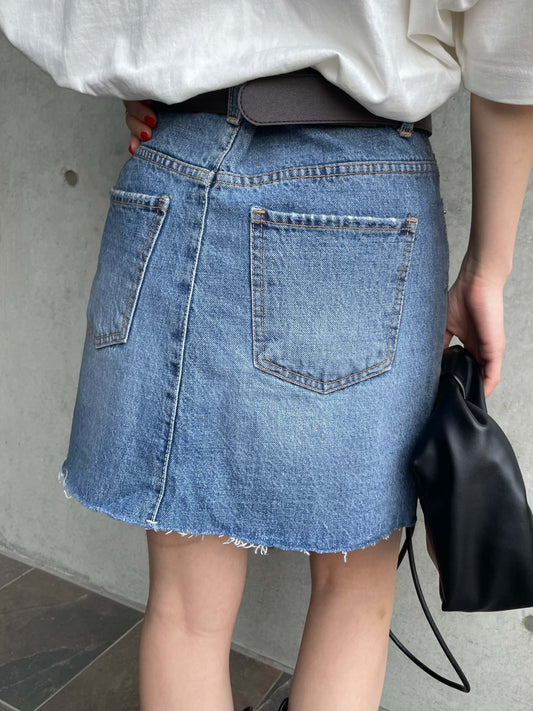 DAMAGE DENIM MINI SKIRT