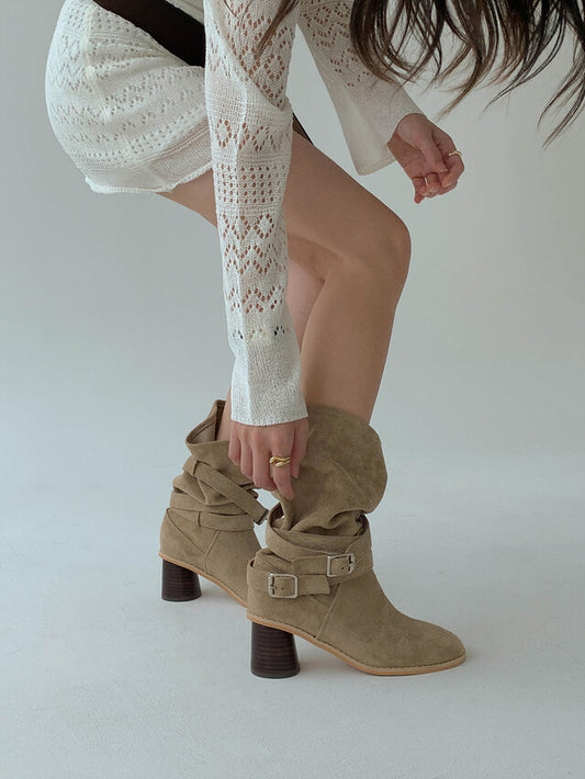 SUEDE BELT ANKLE BOOTS