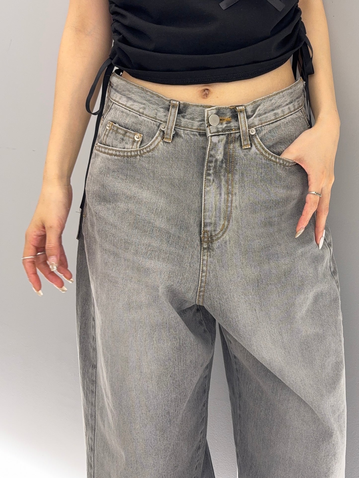 W pocket wide denim