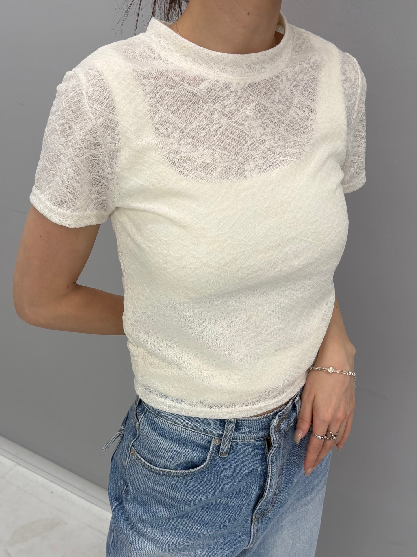 Lace sheer T-shirt