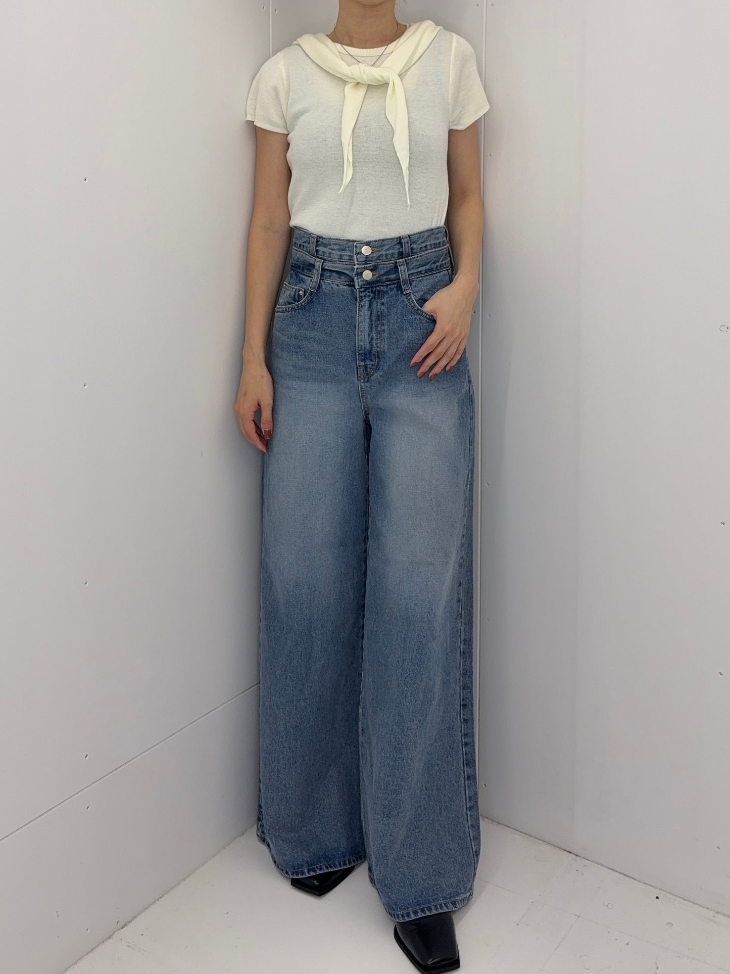 Scarf half knit tops