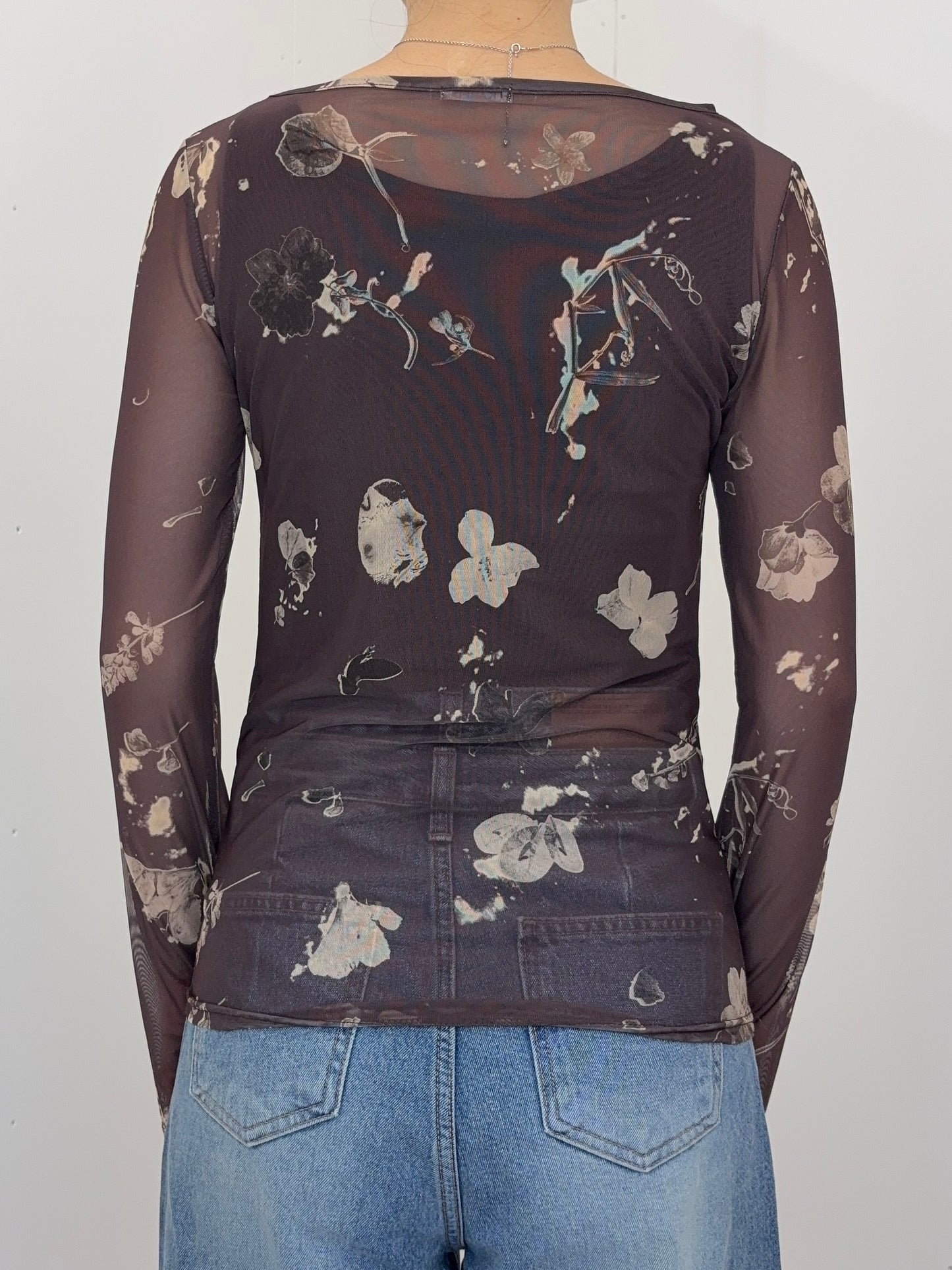 Vintage flower sheer tops
