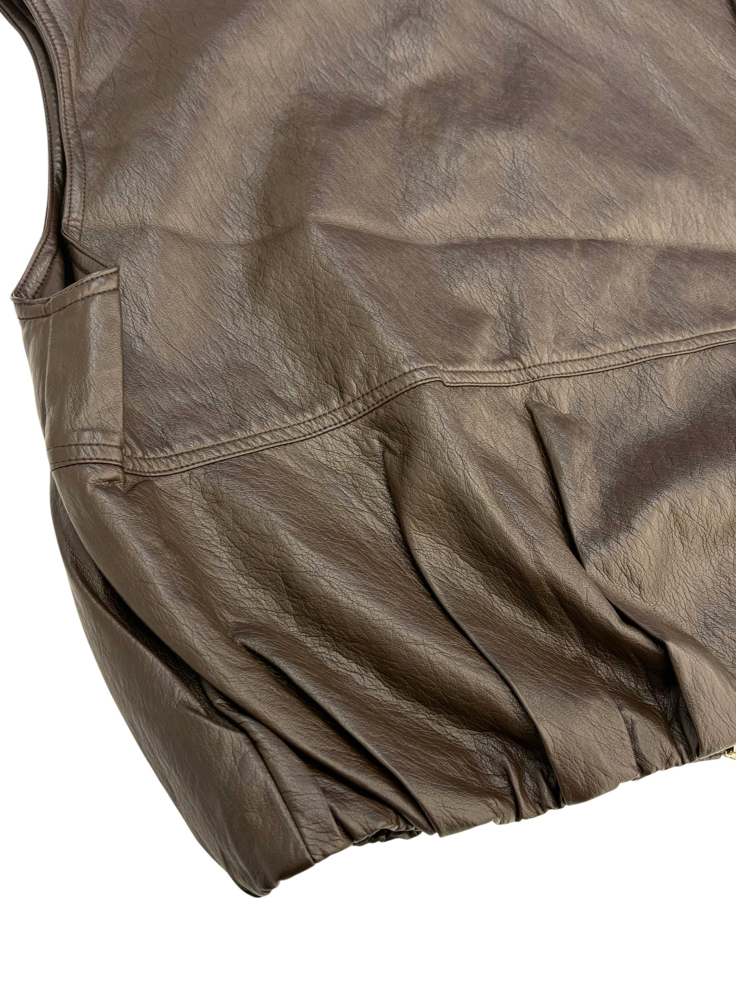 Collarless leather vest
