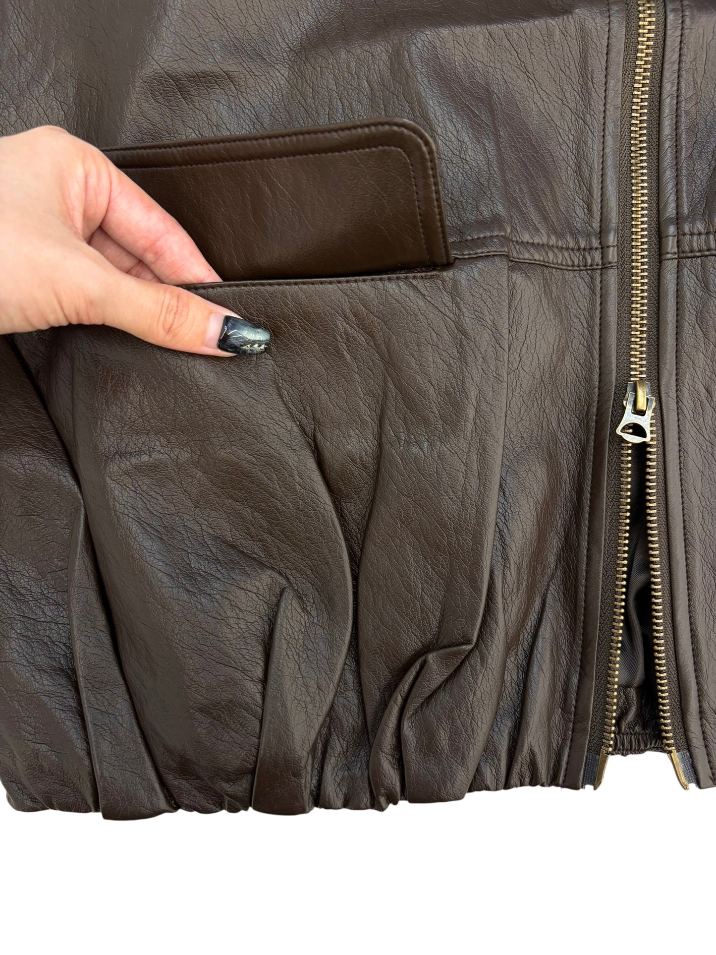 Collarless leather vest