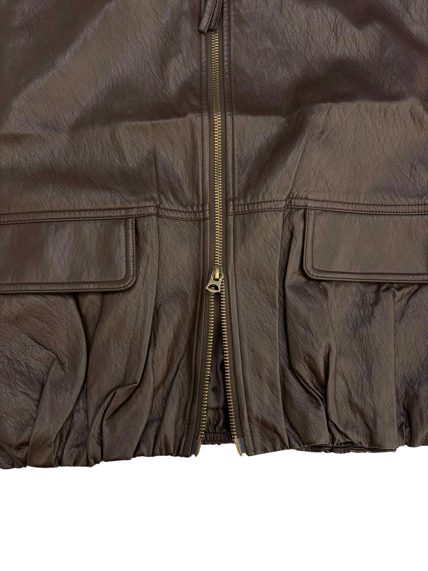Collarless leather vest