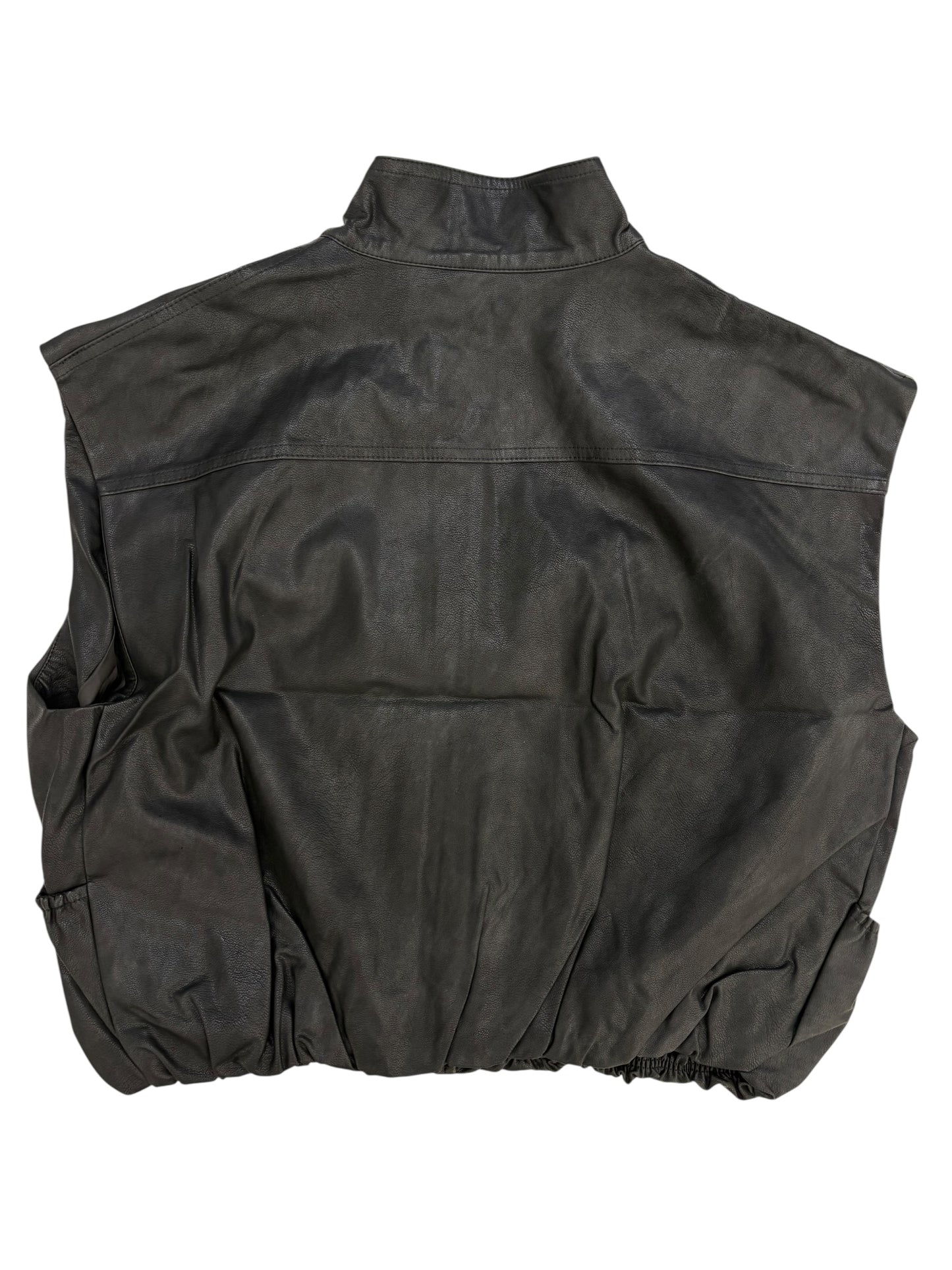 High neck leather vest