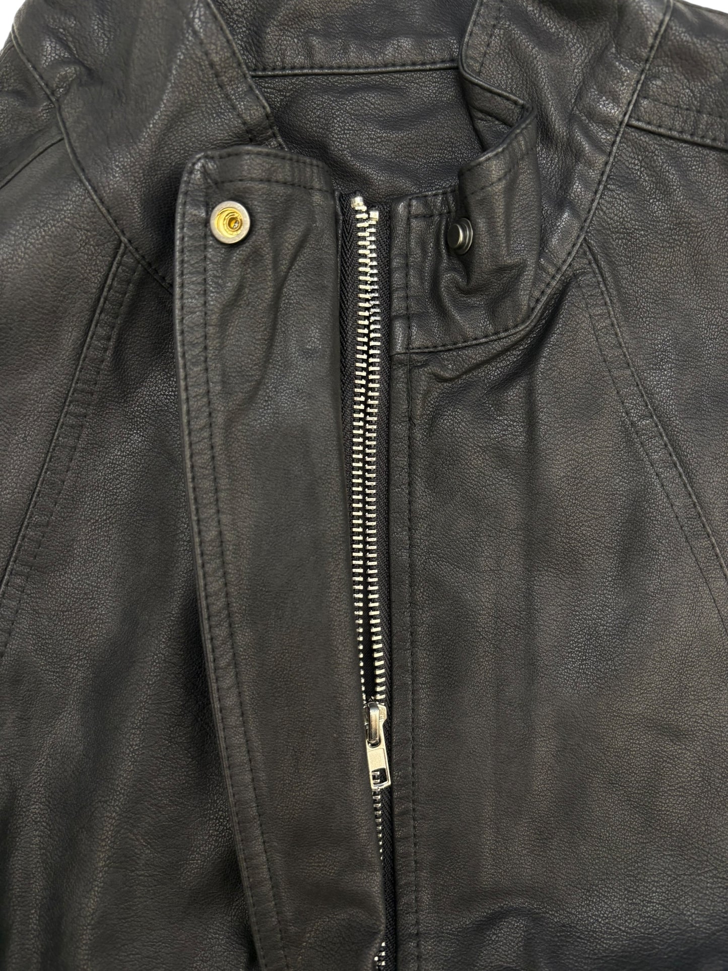 High neck leather vest