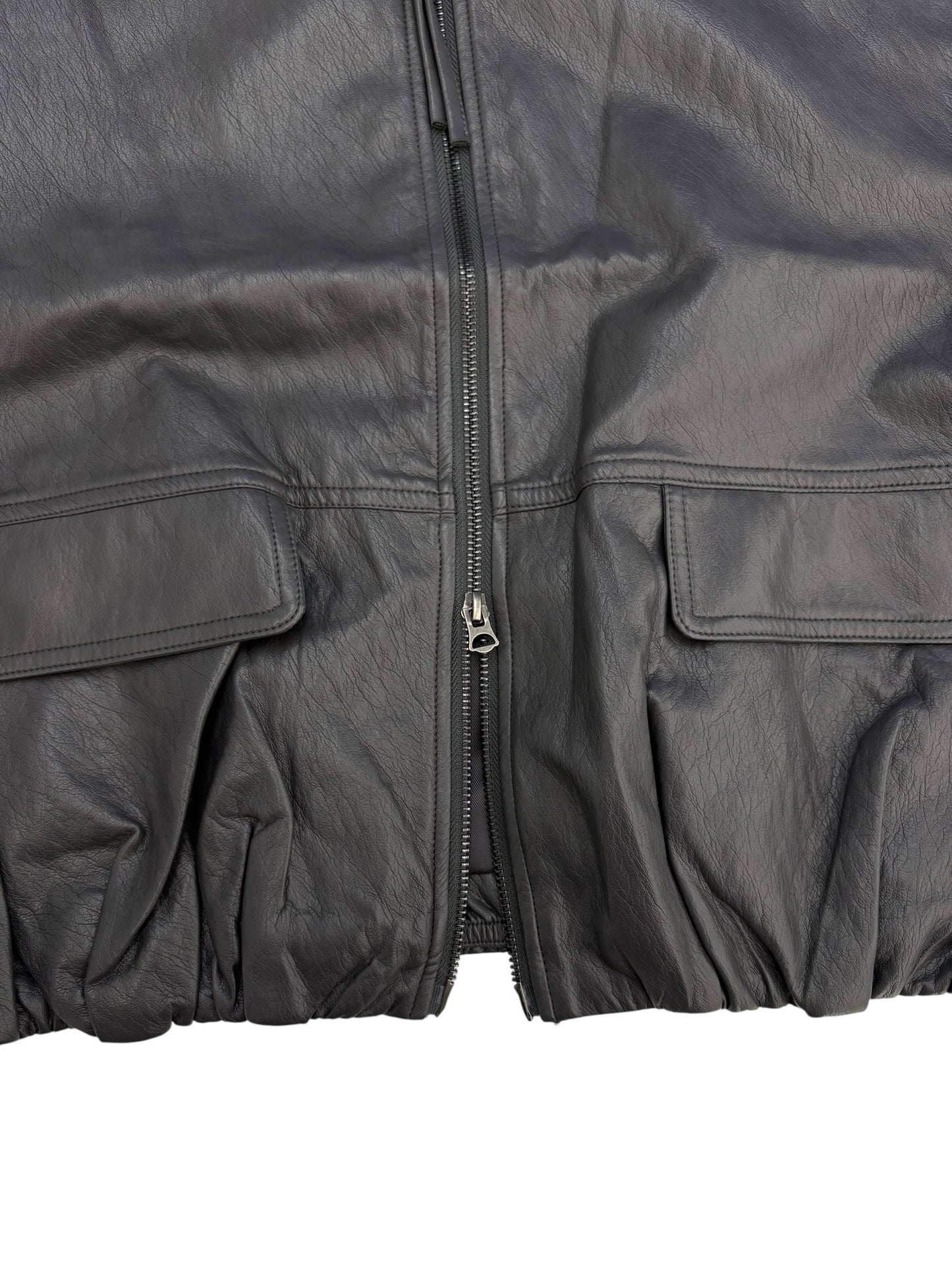 Collarless leather vest