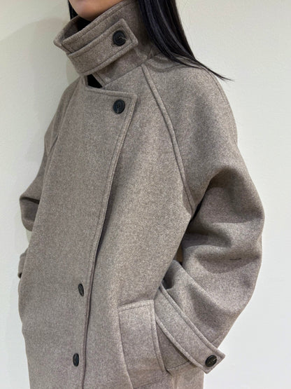 Stand collar wool long coat