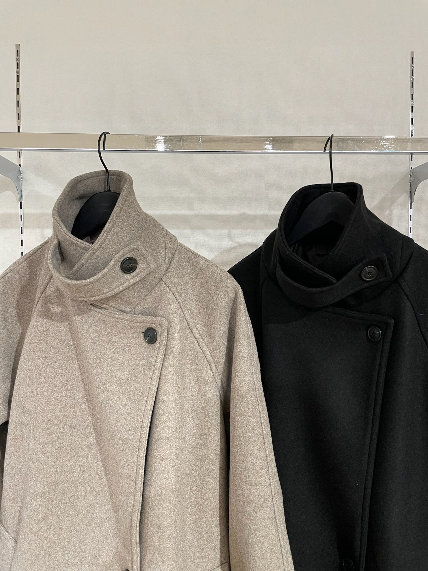 Stand collar wool long coat