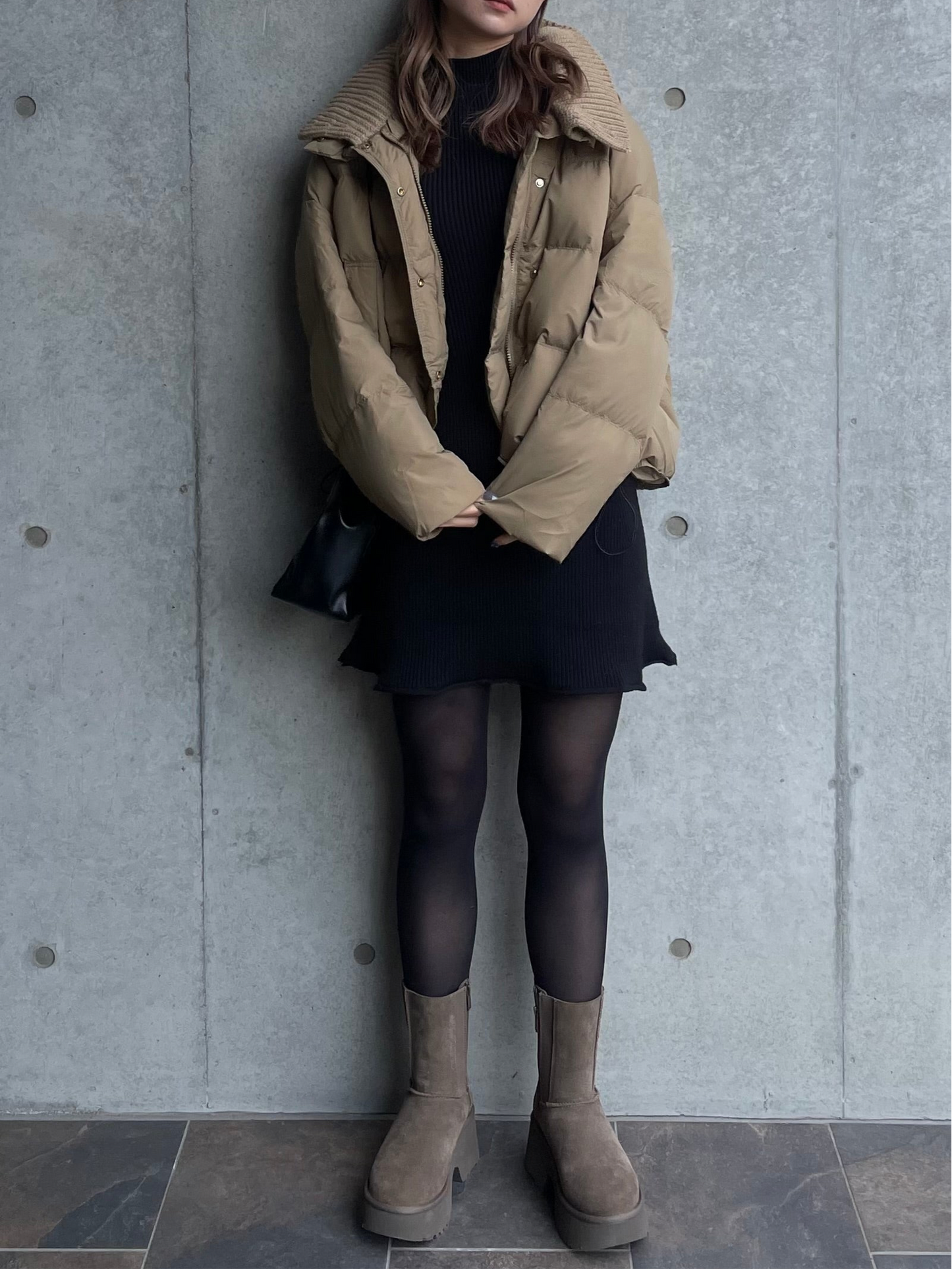 HIGH NECK RIB KNIT OP