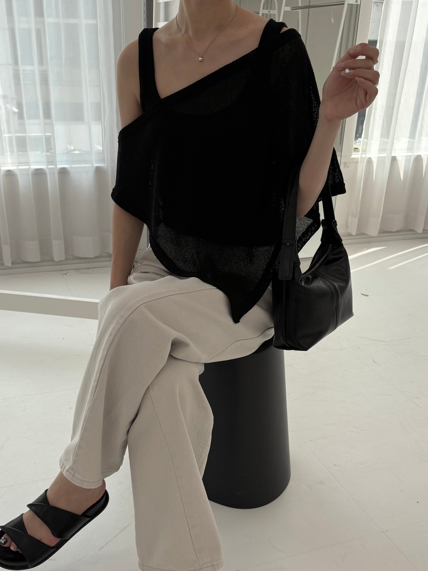 Summer knit poncho