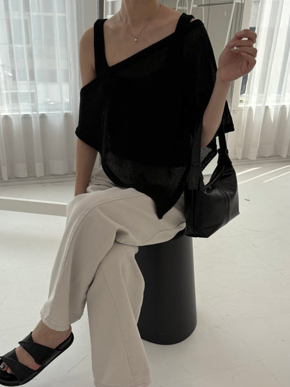 Summer knit poncho