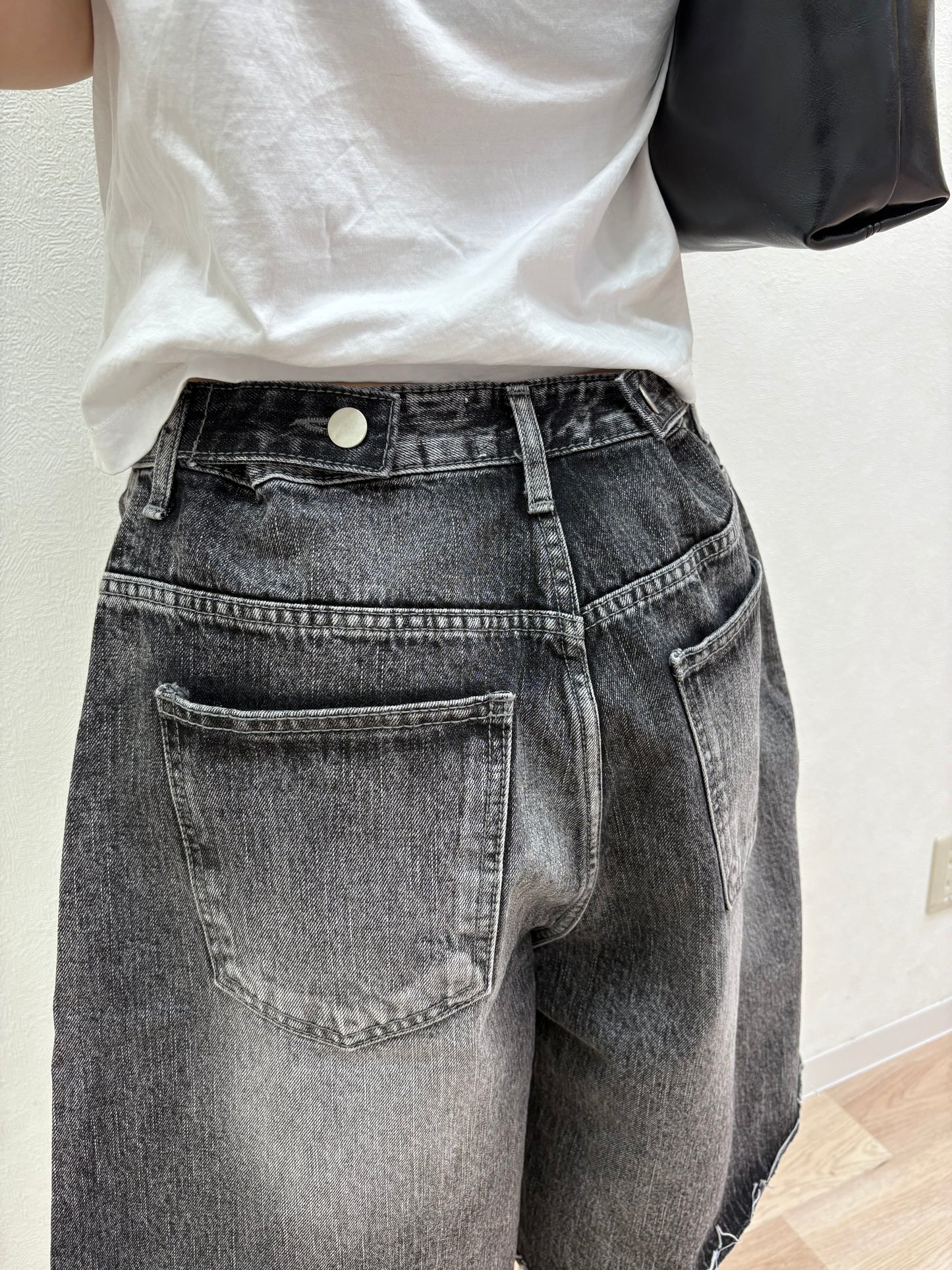 Button design half denim