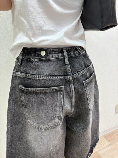 Button design half denim