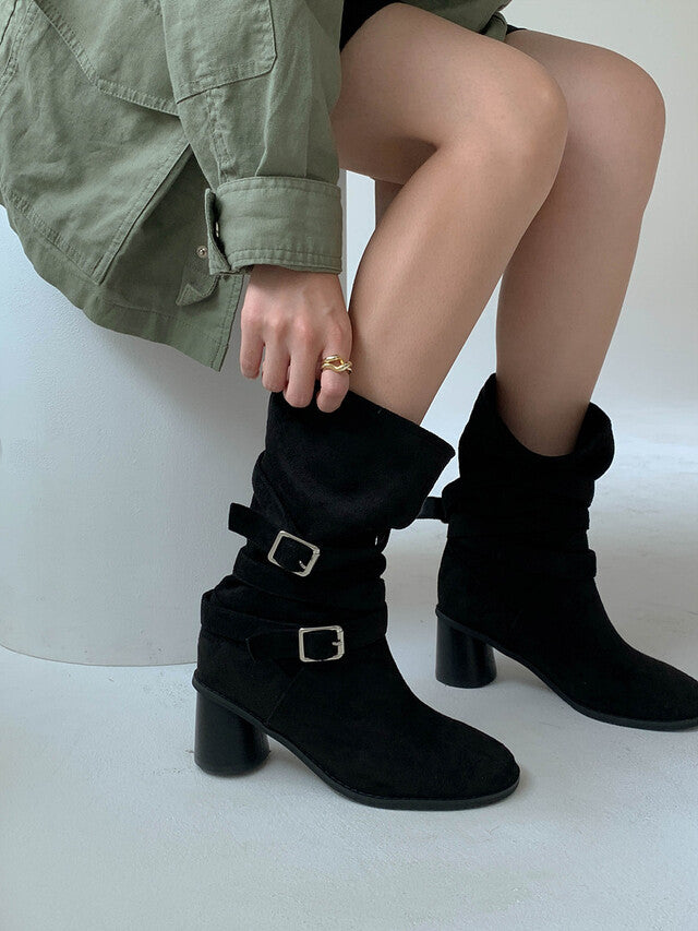 SUEDE BELT ANKLE BOOTS