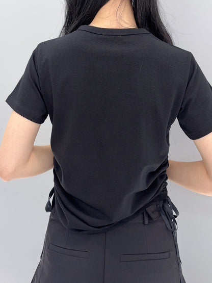 Ribbon shirring T-shirt