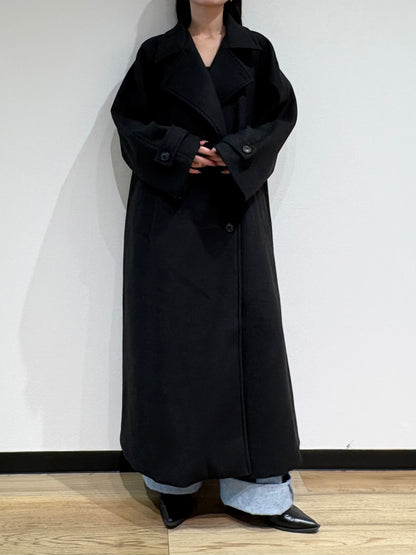 Stand collar wool long coat