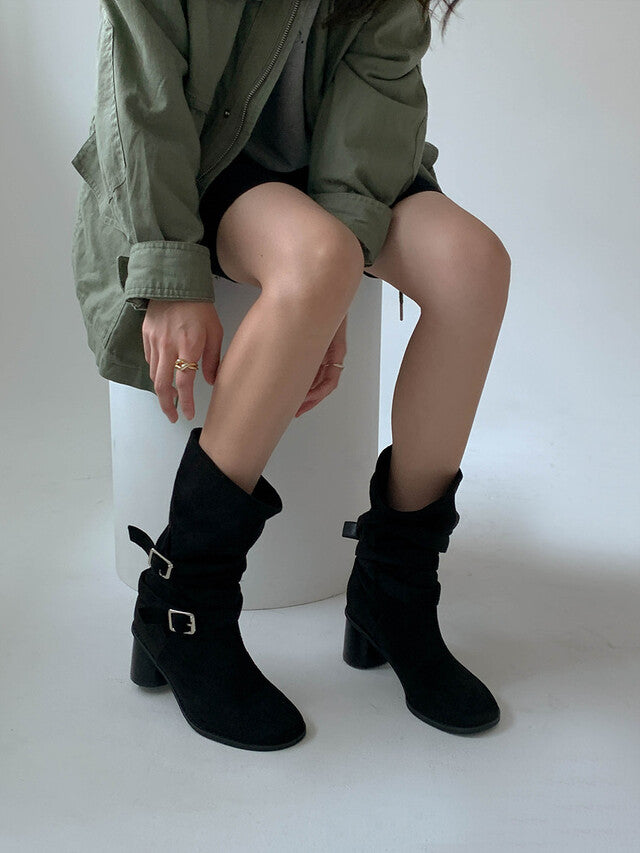 SUEDE BELT ANKLE BOOTS
