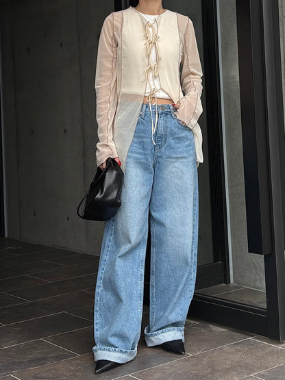 Pocket design wide denim