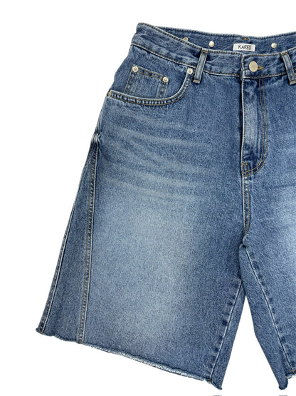 Button design half denim