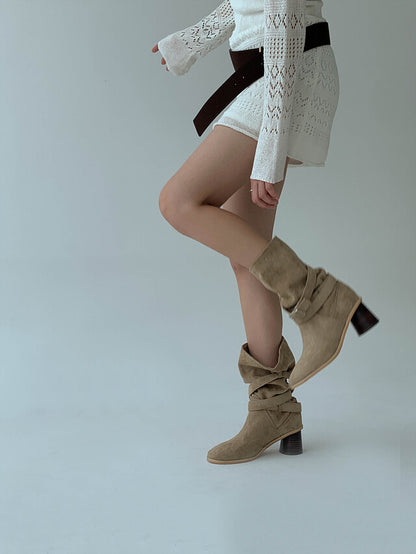 SUEDE BELT ANKLE BOOTS