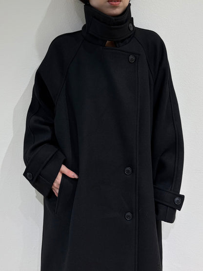 Stand collar wool long coat