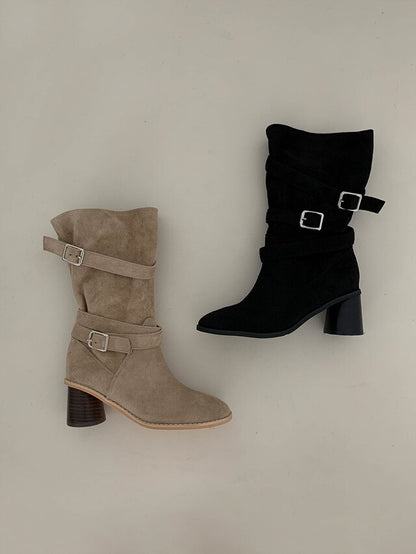 SUEDE BELT ANKLE BOOTS