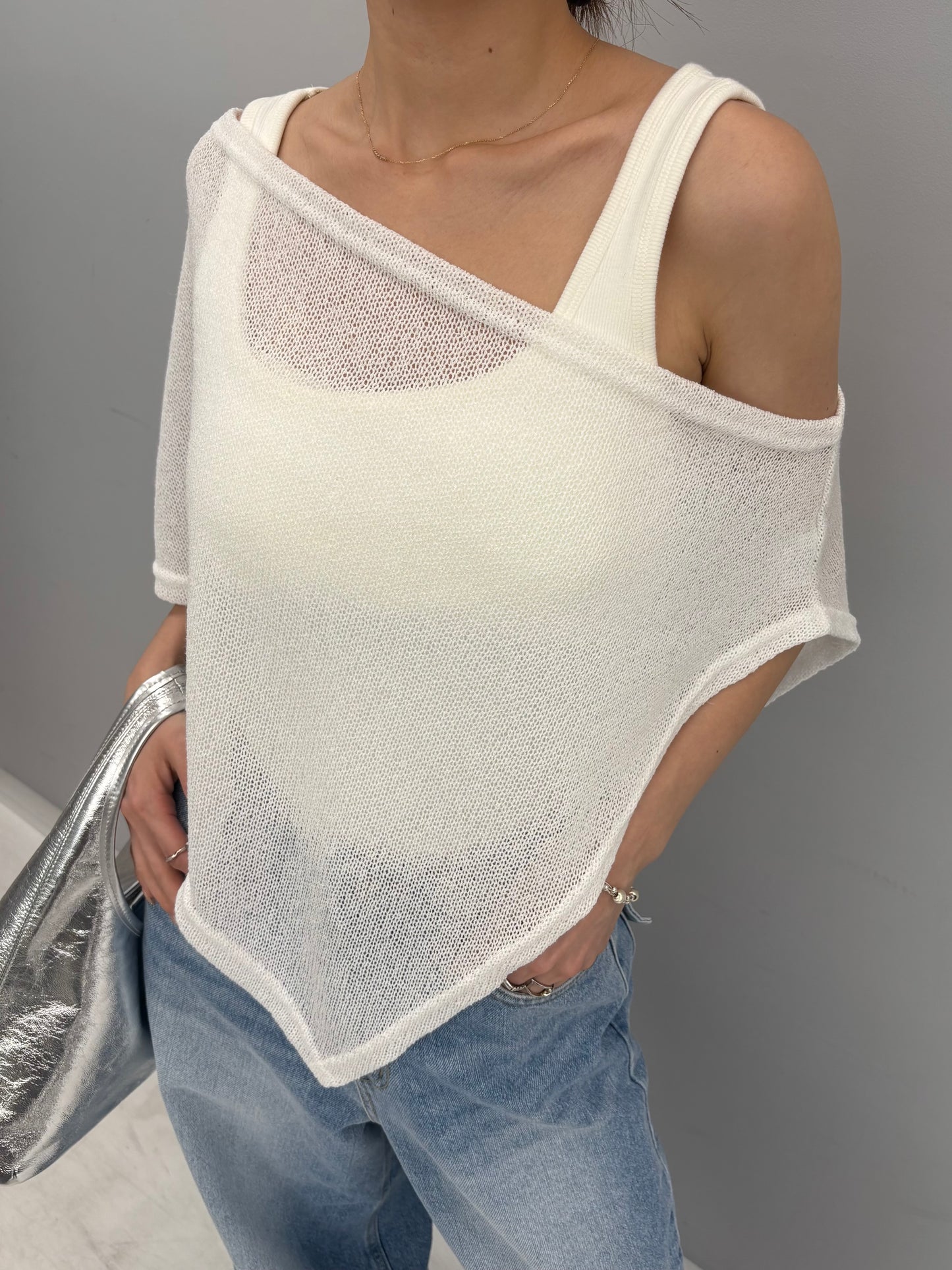 Summer knit poncho