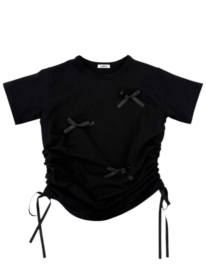 Ribbon shirring T-shirt