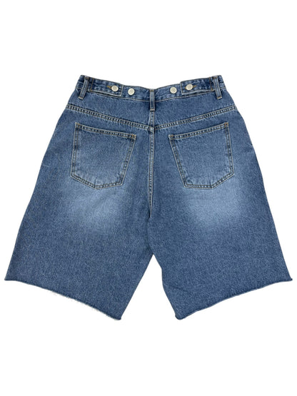 Button design half denim