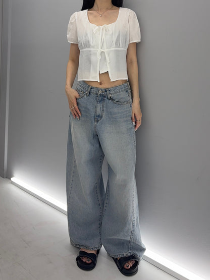 W pocket wide denim