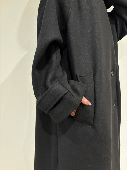 Stand collar wool long coat