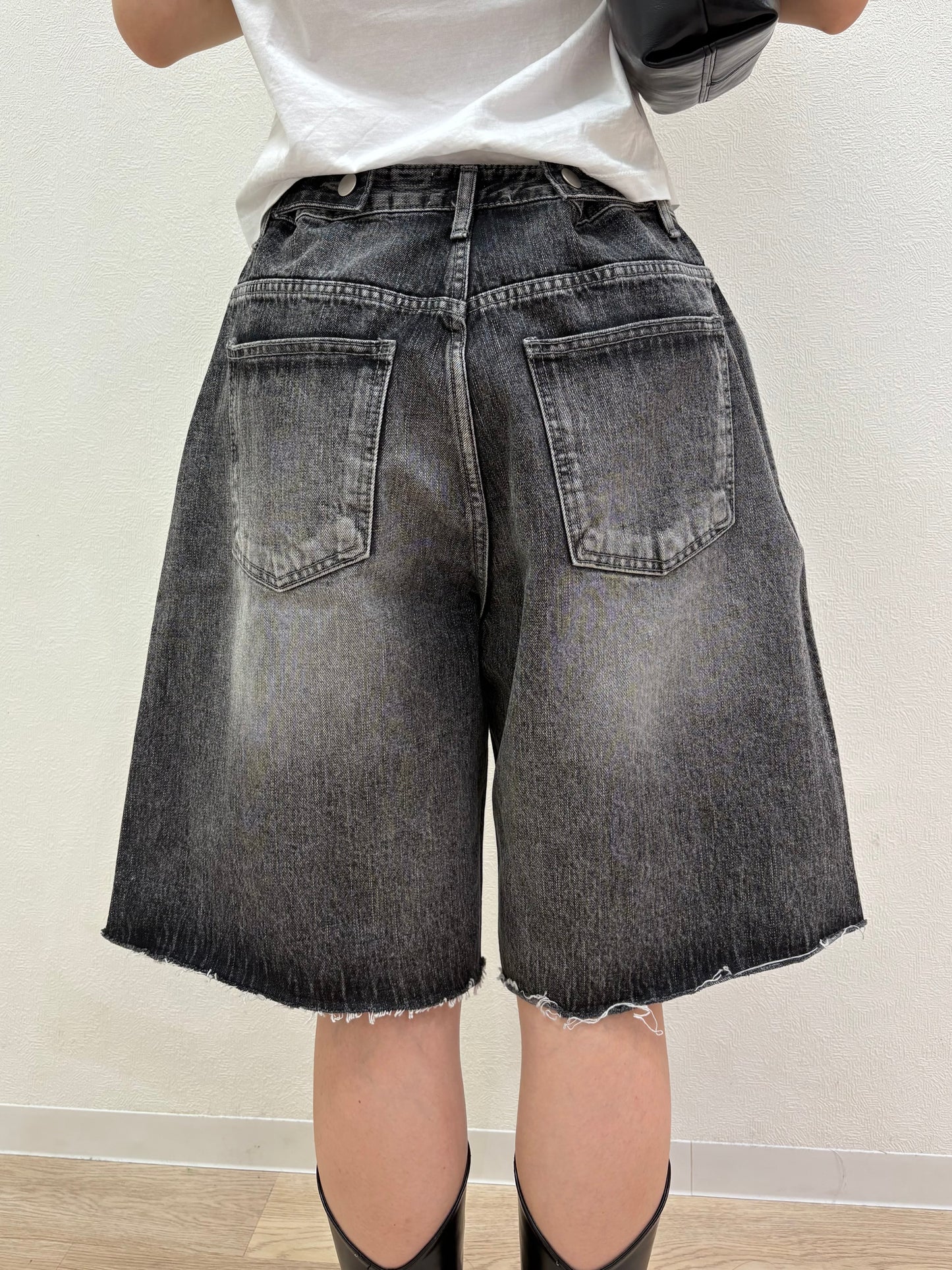 Button design half denim