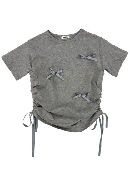 Ribbon shirring T-shirt