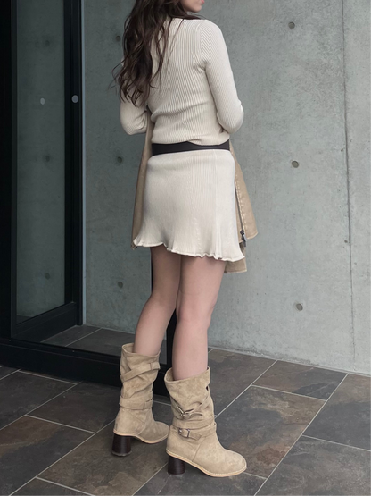 HIGH NECK RIB KNIT OP