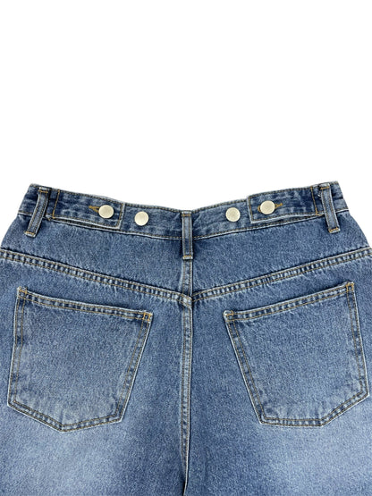 Button design half denim