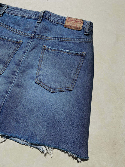 DAMAGE DENIM MINI SKIRT
