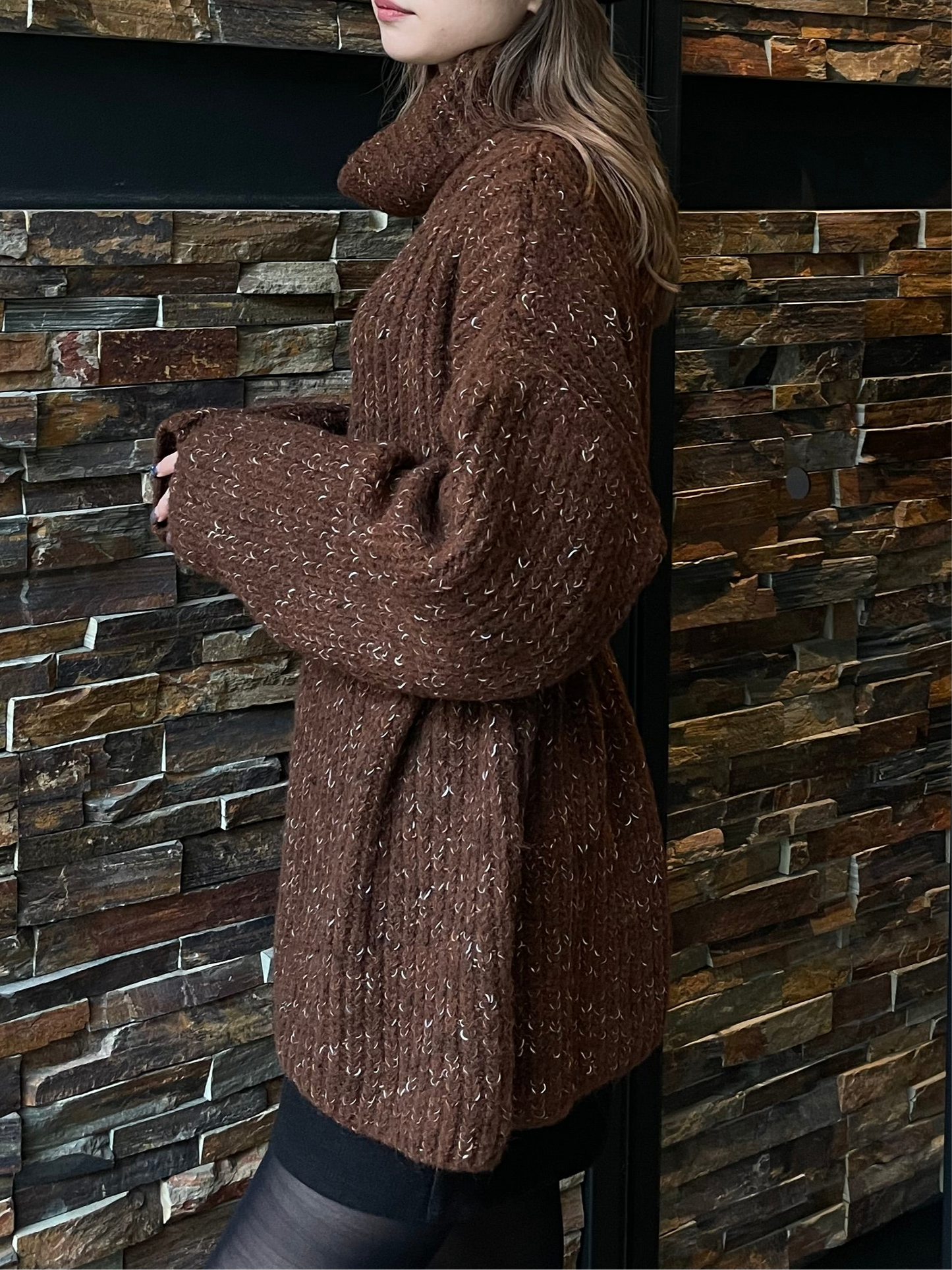 OVER TURTLE MIX KNIT