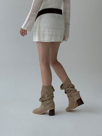 SUEDE BELT ANKLE BOOTS