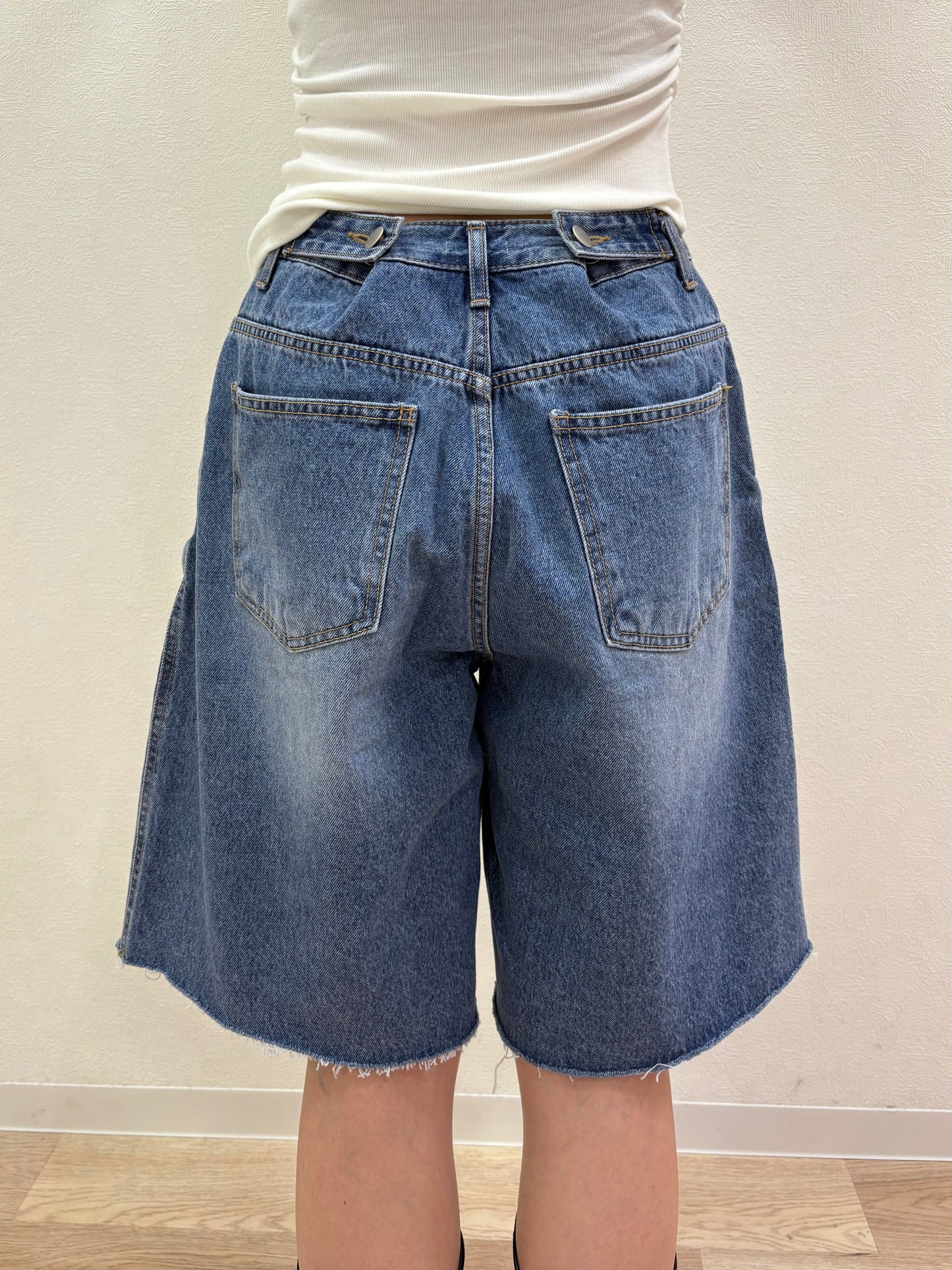 Button design half denim