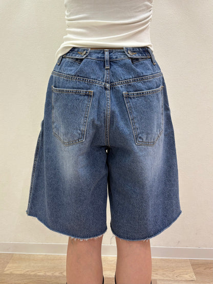 Button design half denim