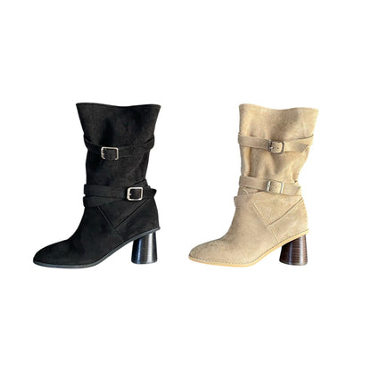 SUEDE BELT ANKLE BOOTS