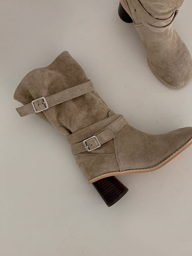 SUEDE BELT ANKLE BOOTS