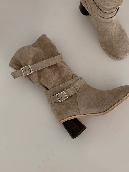 SUEDE BELT ANKLE BOOTS