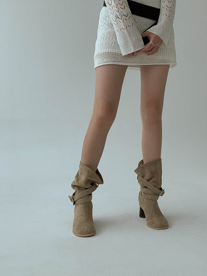 SUEDE BELT ANKLE BOOTS